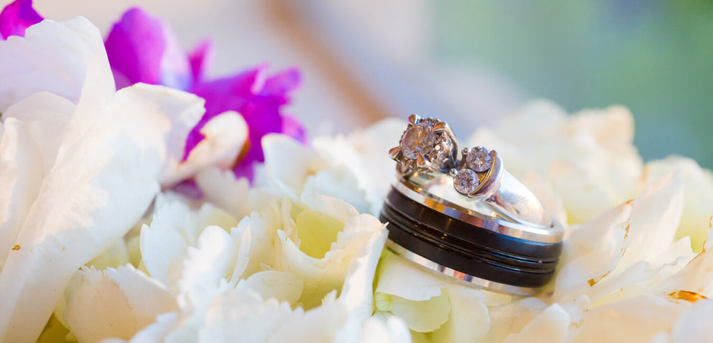 Diamond ring sitting on flowers