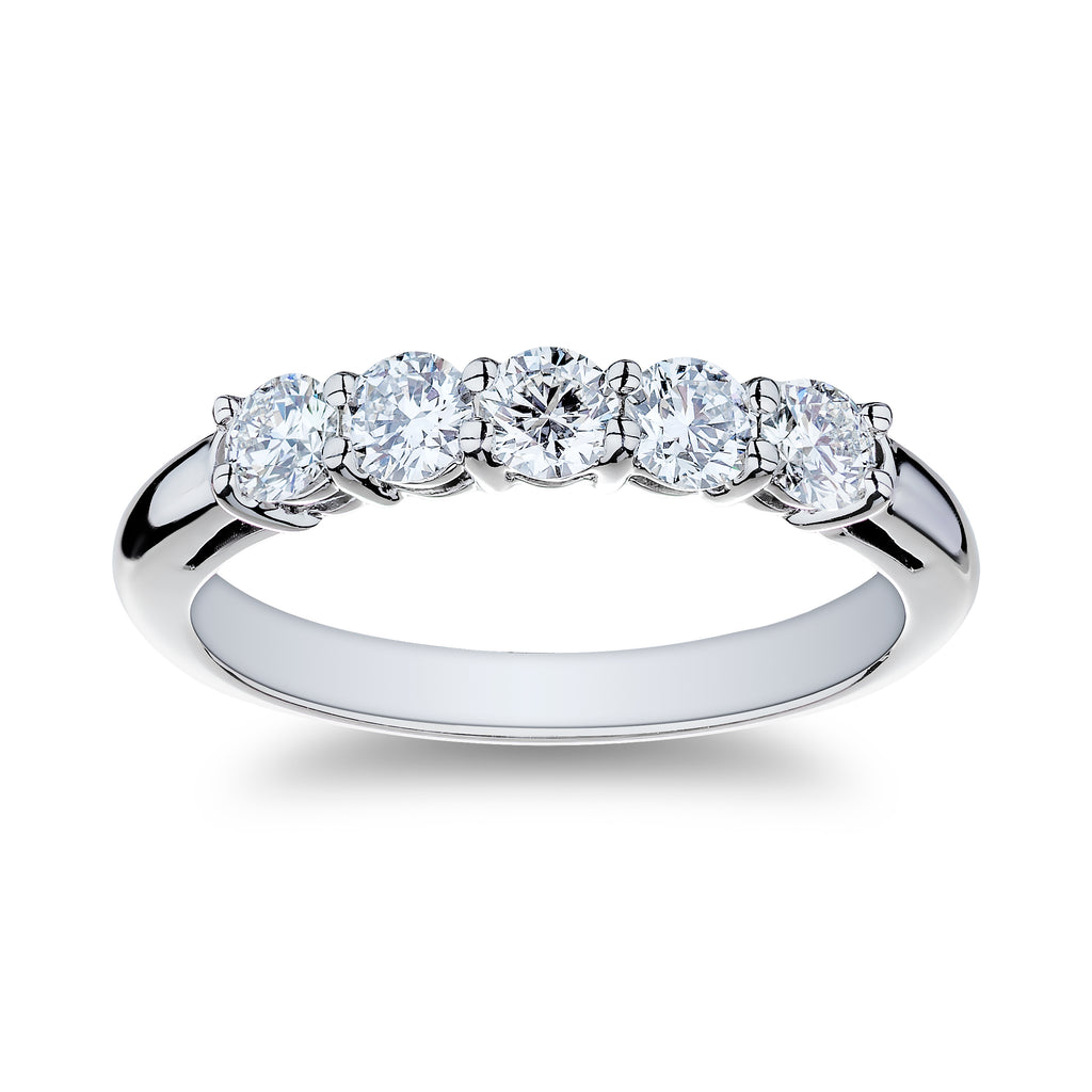 Prong Set Style in 14 Karat White Round Shaped Diamond Anniversary Ring - MJ Christensen Diamonds