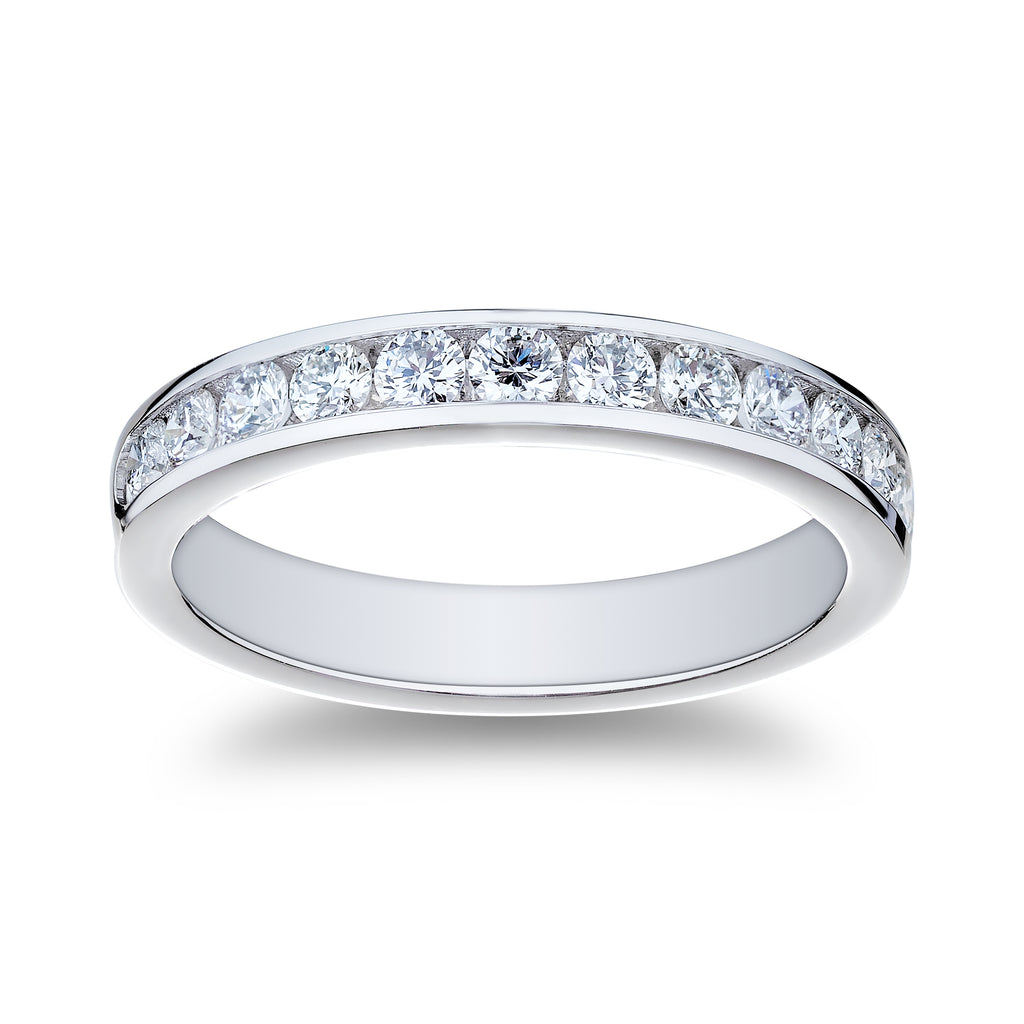 Channel Set Style in Platinum Platinum Round Shaped Diamond Anniversary Ring - MJ Christensen Diamonds