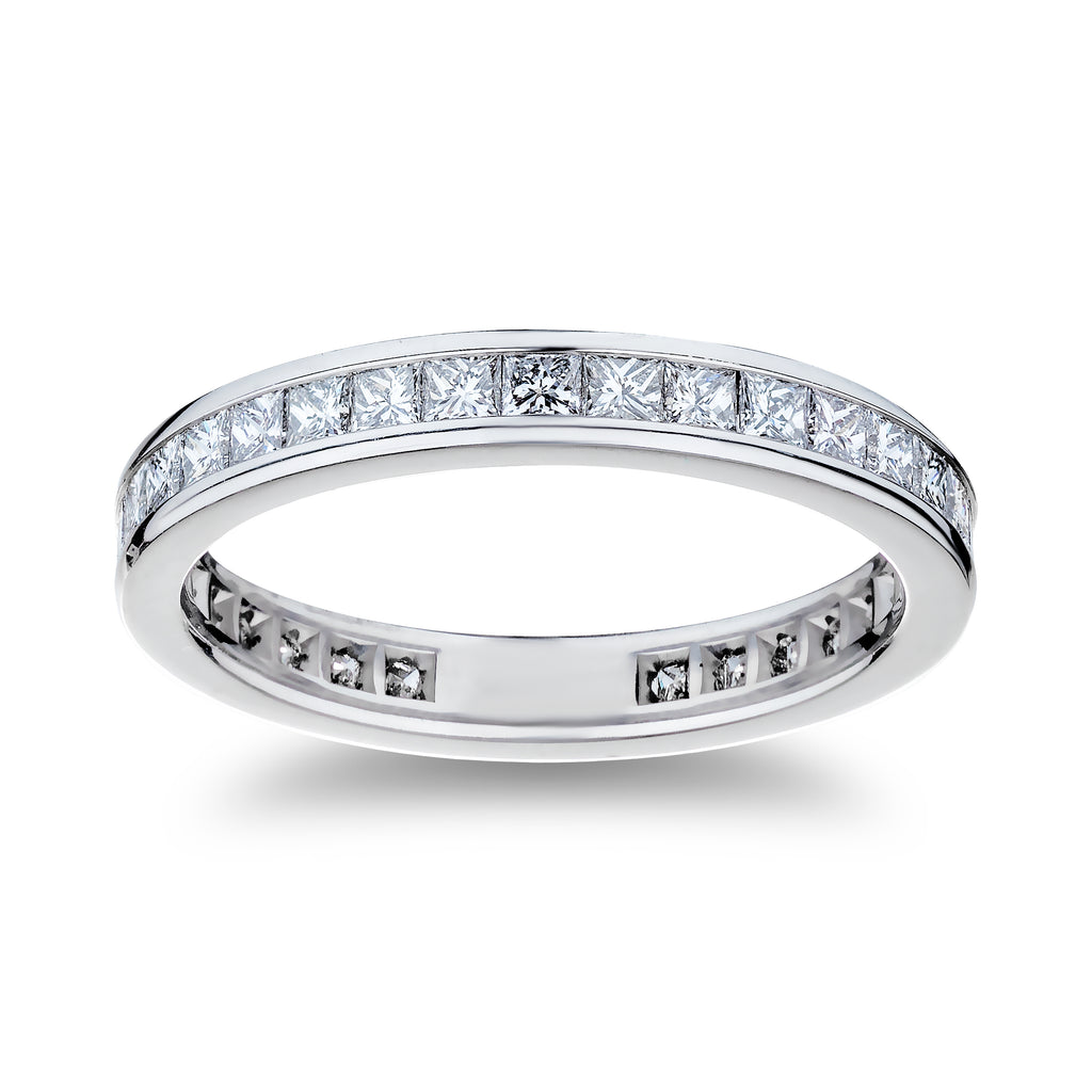 Channel Set Style in Platinum Platinum Princess Shaped Diamond Anniversary Ring - MJ Christensen Diamonds