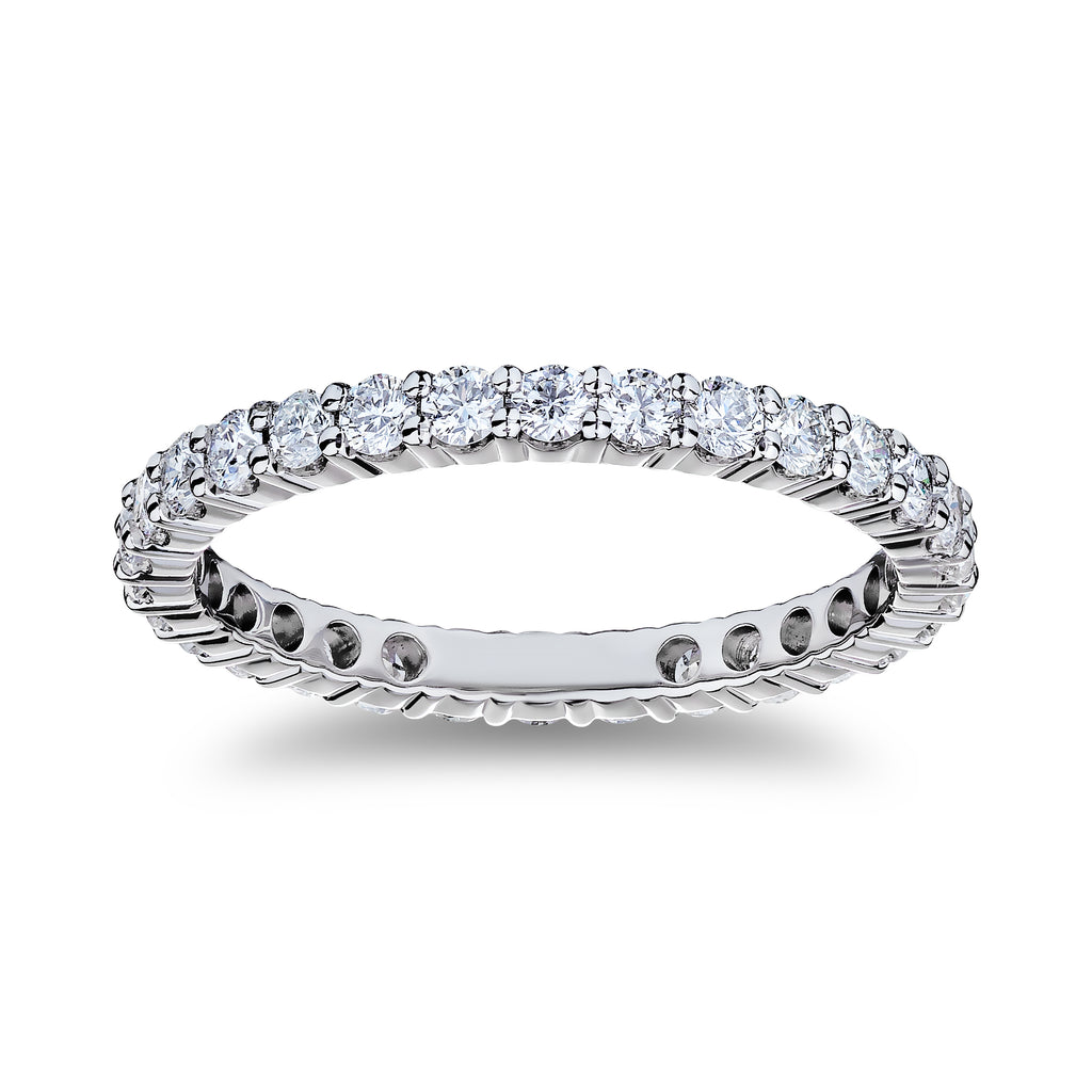 Full Anniversary Style in 18 Karat White Round Shaped Diamond Anniversary Ring - MJ Christensen Diamonds