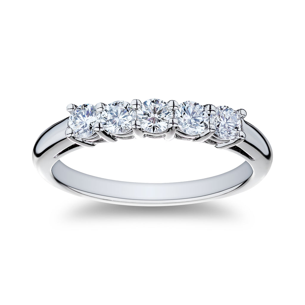 Half Anniversary Style in Platinum Platinum Round Shaped Diamond Anniversary Ring - MJ Christensen Diamonds