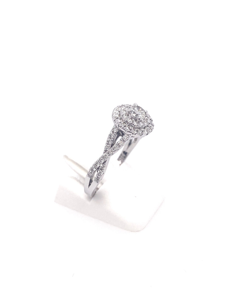 Halo Style in 14 Karat White Round Shaped Diamond Engagement Ring - MJ Christensen Diamonds