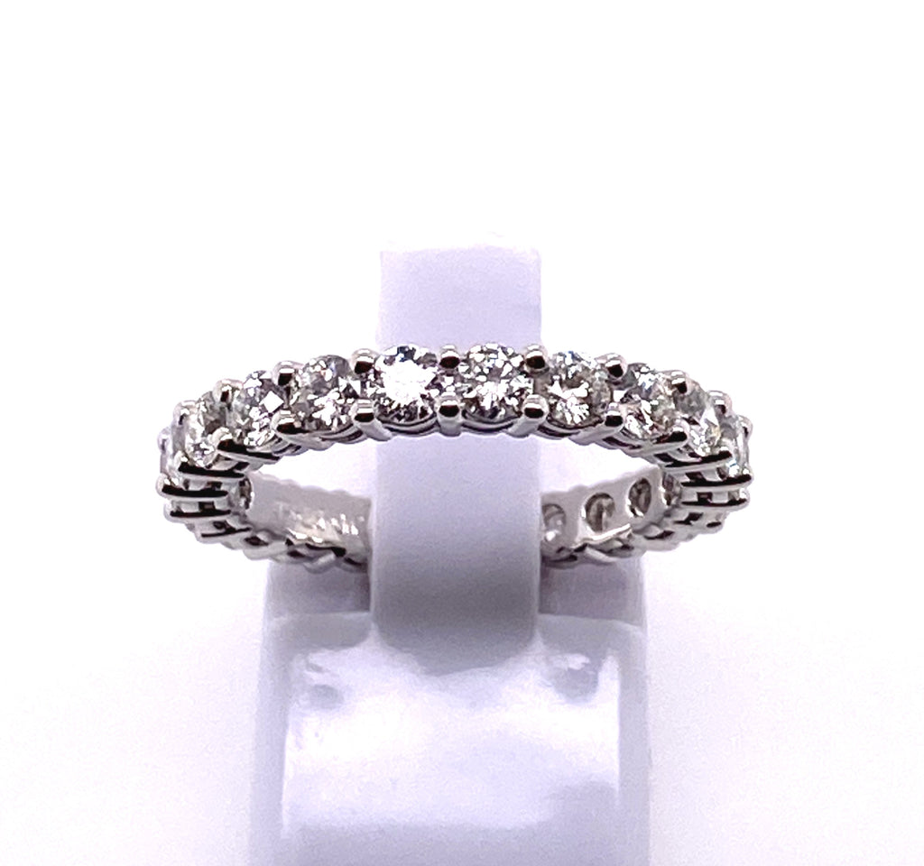 Full Anniversary Style in 18 Karat White Round Shaped Diamond Anniversary Ring - MJ Christensen Diamonds