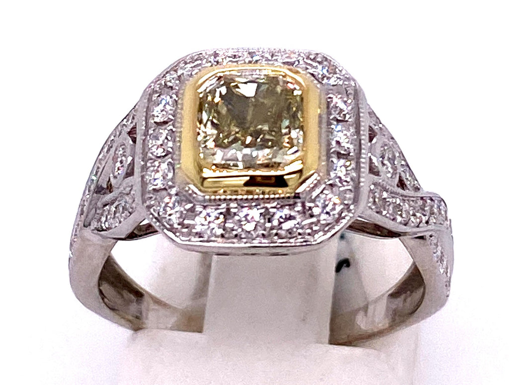 Antique Style in 14 Karat White Round Shaped Diamond Engagement Ring - MJ Christensen Diamonds