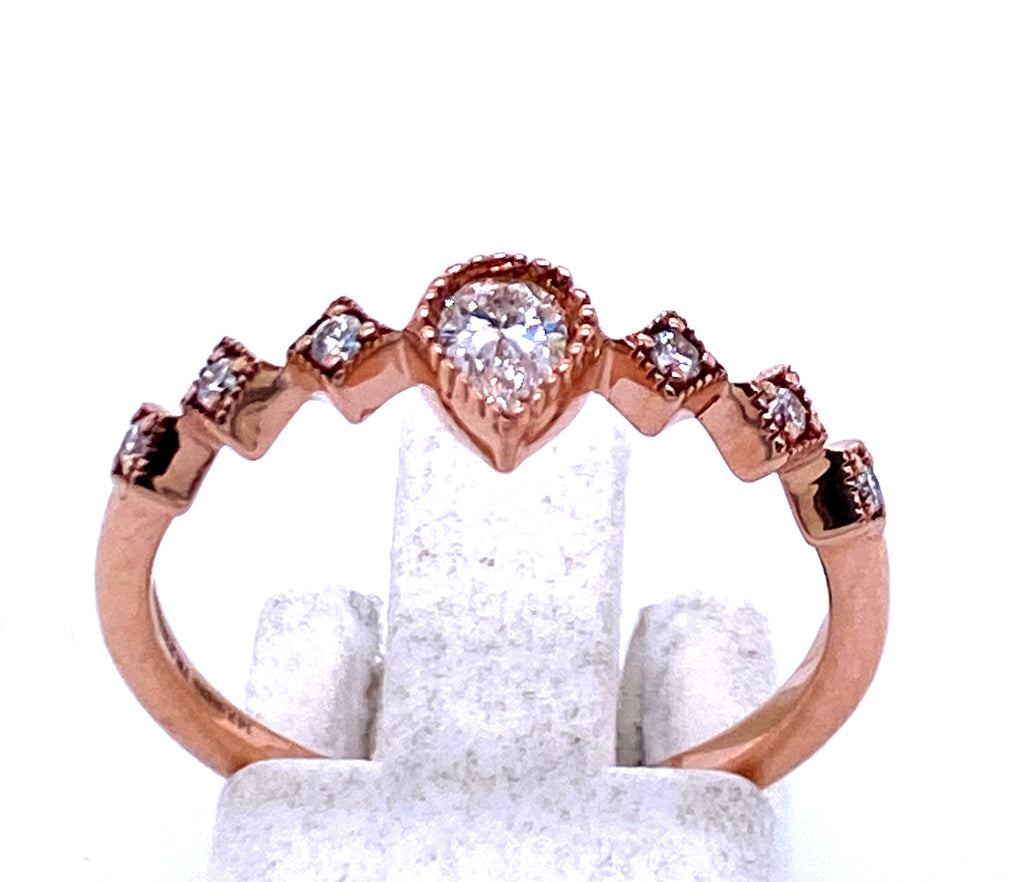 Half Anniversary Style in 14 Karat Rosé Diamond Anniversary Ring - MJ Christensen Diamonds